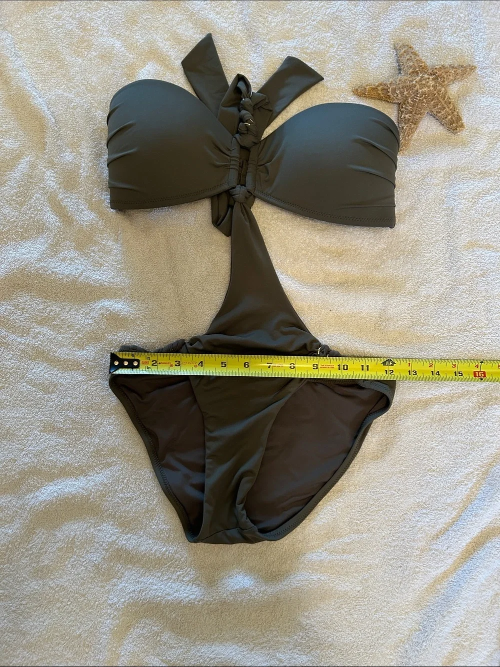 Aubade Olive Green womens One-Piece Swimsuit with Halter Tie - Picture 11 of 11
